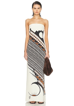 HEIRLOME Alex Jurado Dress in Ivory  Black  Sienna  & Multi - Cream,Black. Size 8 (also in ).