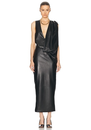 KHAITE Reed Leather Dress in Black - Black. Size 2 (also in ).