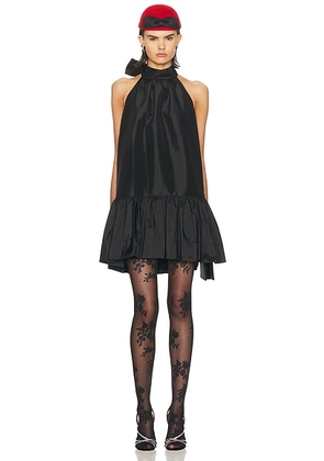SIMKHAI Hope Bow Tie Mini Dress in Black - Black. Size L (also in S, XS).