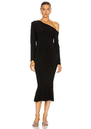 Norma Kamali Long Sleeve Drop Shoulder Fishtail Dress in Black - Black. Size XS (also in ).