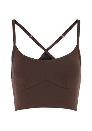 Varley Dark Brown Always Surrey Stretch-jersey Bra Top - UK 14 / L - L (UK 14 / L)