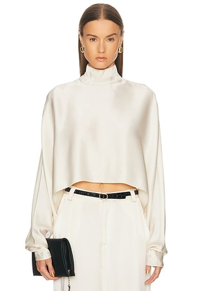 Lapointe Satin Caftan Top in Cream - Cream. Size L (also in S, XS).