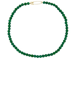 Loren Stewart Stone Safety Pin Necklace in 14k Yellow Gold - Green. Size all.