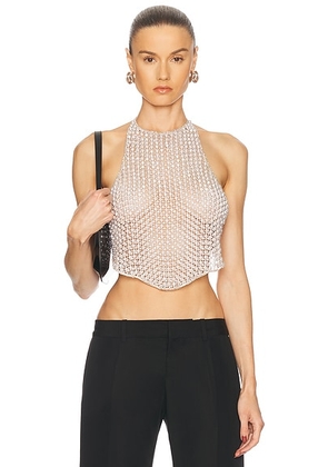 MAY MASHIAH X FWRD Zoe Top in Ivory & Silver - Metallic Silver. Size L (also in XS).