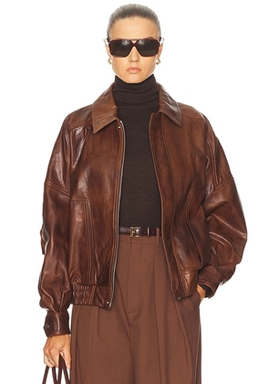 NOUR HAMMOUR for FWRD Dalma Jacket in Vintage Camel - Chocolate. Size L (also in ).