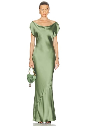 Norma Kamali Cap Sleeve Maria Gown in Vintage Green - Green. Size XS (also in S).