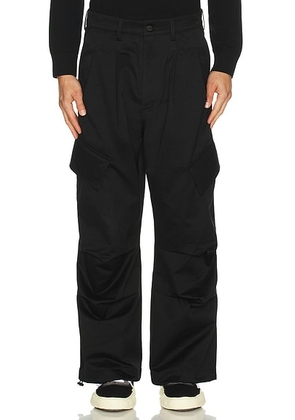 Nahmias Pleated Wide Cargos in Black - Black. Size S (also in M, XL/1X).