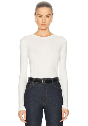 American Vintage Gamipy Long Sleeve Shirt in Blanc - White. Size L (also in M, S).