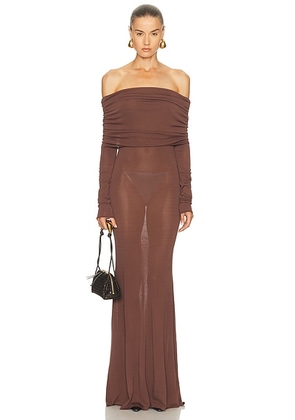 LPA Marren Maxi Knit Dress in Chocolate Brown - Brown. Size L (also in M, S, XL, XS, XXS).