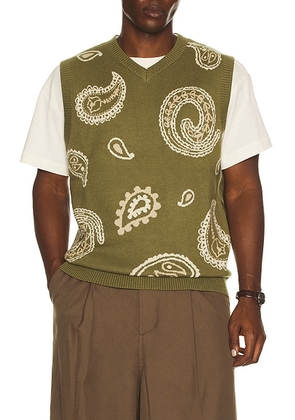 Malbon Golf Paisley Sweater Vest in Olivine - Olive. Size L (also in M, S, XL/1X).
