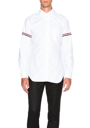 Thom Browne Classic Button Down with Grosgrain Armbands in White - White. Size 2 (also in 4, 5).