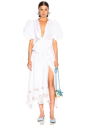 SILVIA TCHERASSI for FWRD Embroidered Assunta Dress in Floral White - Floral,White. Size S (also in XS).