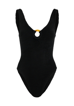 Hunza G Celine Cut-out Seersucker Swimsuit - Black - One Size