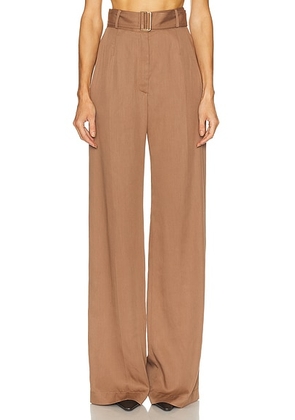 MATTHEW BRUCH Belted Wide Leg Trouser in Mocha Lyocell - Brown. Size 6 (also in ).