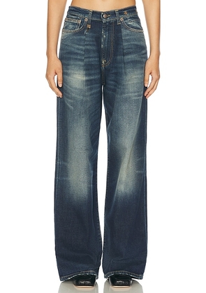 R13 Damon Pleated Wide Leg in Ansel Blue - Denim-Dark. Size 28 (also in ).