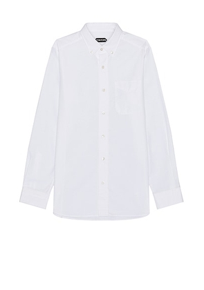 TOM FORD Washed Stretch Oxford Slim Fit Leisure Shirt in White - White. Size 40 (also in ).