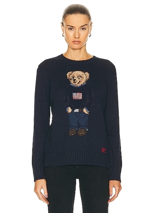 Polo Ralph Lauren Bear Long Sleeve Pullover Sweater in Navy Multi - Navy. Size L (also in S, XS).