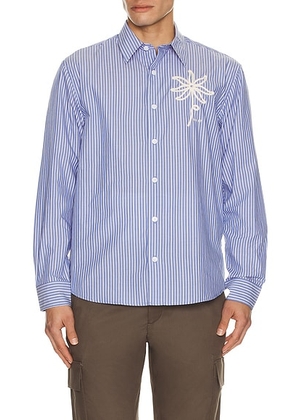 NN07 Quinsy Shirt in Blue Stripe - Blue. Size L (also in M, S, XXL/2X).