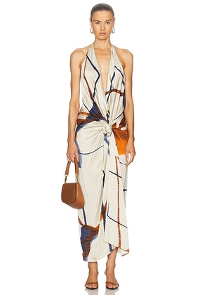 SILVIA TCHERASSI Guadalupe Dress in Cobalt Copper Abstract - Cream. Size L (also in ).