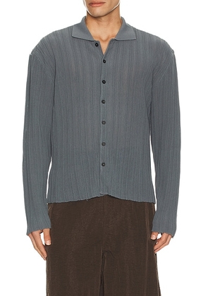 Le17Septembre Ribbed Cardigan in Ash Blue - Blue. Size 46 (also in 48, 50, 52).