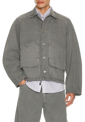 Le17Septembre Garment Dyed Denim Hunting Jacket in Grey - Grey. Size 46 (also in 48).