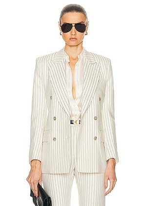 TOM FORD Double Breasted Jacket in Ecru & Black - Cream. Size 36 (also in ).