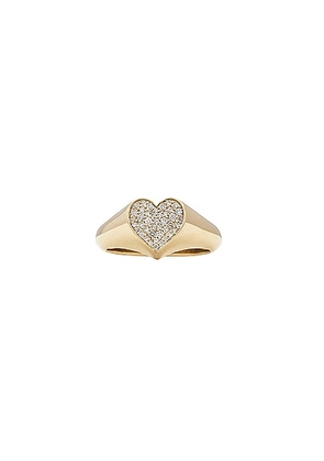 Sydney Evan Small Pave Heart Ring in Gold - Metallic Gold. Size all.