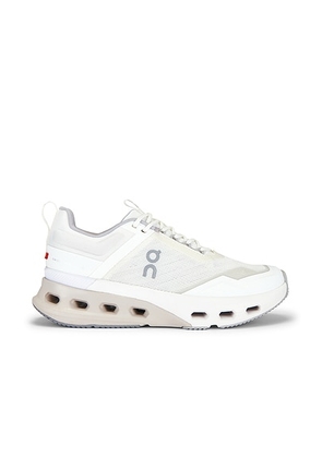 On Cloudnova X Sneaker in White & Glacier - White. Size 10 (also in 5, 5.5, 6, 6.5, 7, 7.5, 8, 8.5, 9, 9.5).