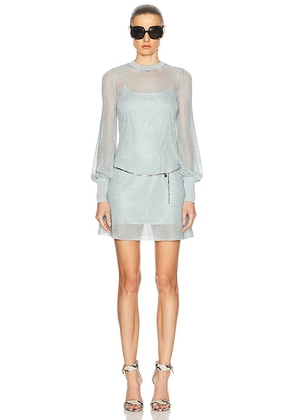 TOM FORD Long Sleeve Mini Dress in Combo Silver & Sky Blue - Mint. Size M (also in S).