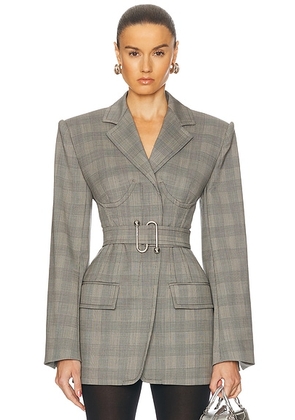 Sportmax Emy Jacket in Black Galles - Grey. Size 4 (also in ).