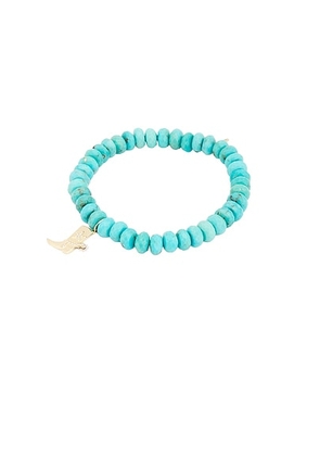 Sydney Evan Cowboy Boot Charm Turquoise Rondelle Bracelet in Yellow Gold  Diamond  & Turquoise Bead - Metallic Gold. Size all.