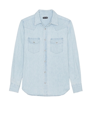 TOM FORD Denim Western Shirt in Pale Blue Denim - Blue. Size 39 (also in ).