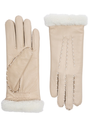 Agnelle Marie Louise Leather Gloves - Cream - 7 (M)