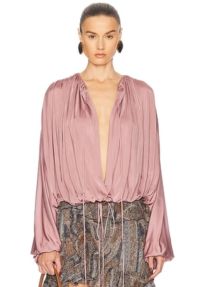 Saint Laurent Long Sleeve Blouse in Bois De Rose - Mauve. Size 36 (also in ).