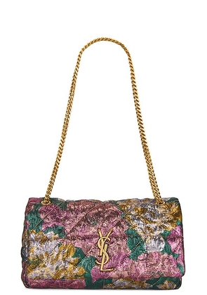 Saint Laurent Medium Jamie Chain Bag in Green & Pink Lame - Pink,Green. Size all.