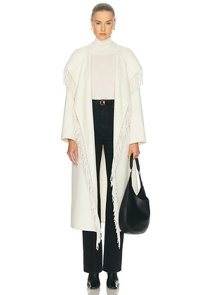 SABLYN Charli Hooded Fringe Coat in Gardenia - White. Size M (also in S).