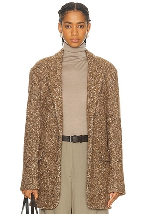 R13 Oversized Ragged Blazer in Dark Camel Brown - Brown. Size XS (also in S).