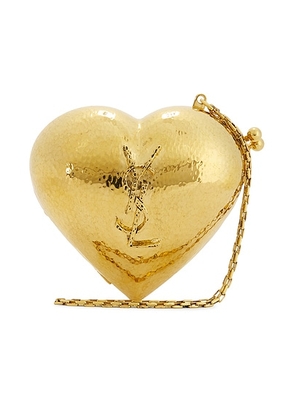 Saint Laurent Mini Minaudiere Clutch in Or Papillon - Metallic Gold. Size all.