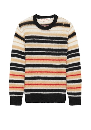 Marni Round Neck Striped Sweater in Winter Wheat - Brown. Size 48 (also in ).