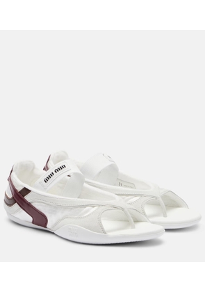 Miu Miu Gymnasium leather-trimmed thong sandals