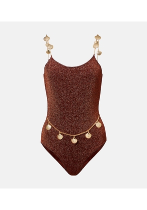 Oseree Lumiere Shells embellished swimsuit