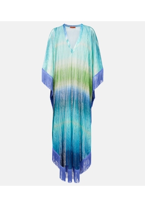 Missoni Zig Zag fringed crochet lame kaftan