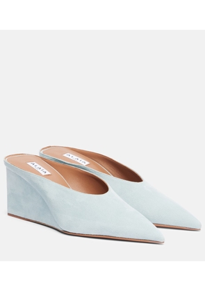 Alaia Cube 75 suede wedge mules