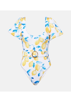 Alexandra Miro Jeanie belted printed swimsuit