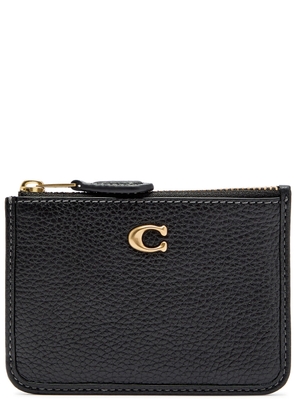 Coach Logo Polished Leather ID Case - Black - One Size