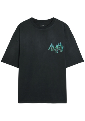 Amiri Flames Printed Cotton T-shirt - Black - L