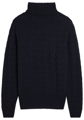Slowear Chunky Cable-knit Roll-neck Wool Jumper - Navy - 54 (UK44 / Xxl)
