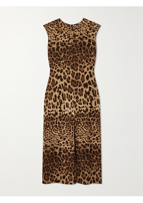 Dolce & Gabbana - Leopard-print Wool-crepe Midi Dress - Animal print - IT36,IT38,IT40,IT42,IT44,IT46,IT48,IT50