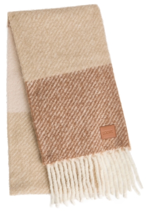 Loewe Checked Fringed Alpaca-blend Scarf - Beige - One Size