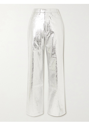 ROTATE BIRGER CHRISTENSEN - Rotie Croc-effect Faux Leather Straight-leg Pants - Silver - DK32,DK34,DK36,DK38,DK40,DK42